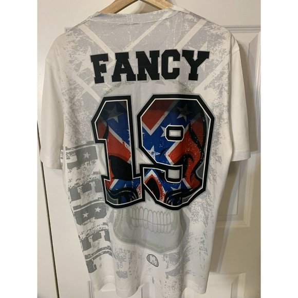 Sport Trek American "Red White‎ And Blue Skull" Fancy Sz M No 19 Print T-Shirt - Picture 4 of 5